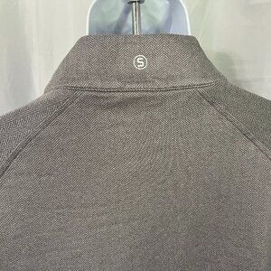 Stitch Golf Men's gray on gray herringbone 1/4 zip Jacket pullover Medium M